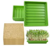 6Set Microgreens Growing Trays with 6PCS 10″× 10″ Hemp Grow Mats, Green Seed Starter Tray Mcrogreens Growing Kit Jute Microgreen Hydroponic Grow Pads Indoor Organic Production for Wheatgrass Sprouts