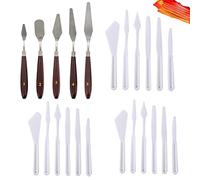 6Sets35Pcs Palette Knife Painting Spatula, Plastic Stainless Steel Spatula Palette Knife Oil Painting Accessories Color Mixing Set for Oil, Canvas, Acrylic Painting assortment of mixed media tools