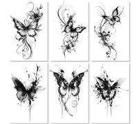 6sheets Butterfly Herbal Juice Tattoo Patch Waterproof Female Long-Lasting Male Semi-Permanent Simulation Tattoo Arm Clavicle Patch