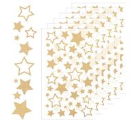 6Sheets Glitter Gold Star Stickers, Assorted Size 0.6-1.6Inch Sparkly Stars for Handicrafts, Christmas Decoration, Classroom Teacher Supplies