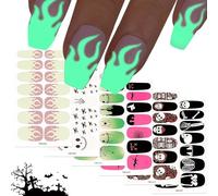 6sheets Halloween Nail Wraps Gel Stickers Glow in The Dark Polish Self Adhesive Ghost Skeleton Stick on Halloween Nails