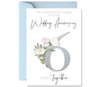6th Anniversary Card for Women Men - Fancy Floral Flowers - Happy 6 Year Anniversary Card for Companion Boyfriend Girlfriend Partner, A5 Wedding Anniversaries Greeting Cards