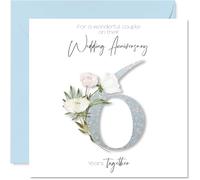 6th Anniversary Card for Women Men - Fancy Floral Flowers - Happy 6 Year Anniversary Card for Sister Daughter Family Friends, 145mm Wedding Anniversaries Greeting Cards