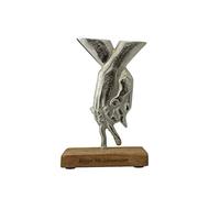 6th Anniversary Holding Hands Decoration - Free Standing Rustic Metal & Wooden Decoration (hsshands06)