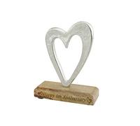 6th Anniversary Rustic Metal Heart Decoration - Free Standing Aluminium & Wooden Decoration (hssanni-6)