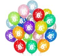 6th Birthday Balloons,20Pcs 12'' Multicoloured Balloons for Girls Boys Kids 6th Birthday Decorations Number 6 Latex Party Balloon Colorful Age