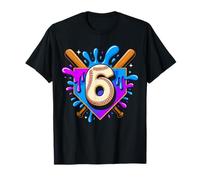6th Birthday Baseball 6 Year Old Ice Cream Drip Boy Baseball T-Shirt