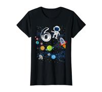 6th Birthday Boy Space Ship Astronaut 6 Years Old Planets Value Graphic T-Shirt