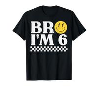 6th Birthday Bro Im 6 Smile Retro Bday Groovy Boys Girls Kid T-Shirt