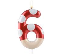 6th Birthday Candle Mushroom Number 6 Candle Mushroom Cake Decoration Birthday Party Supplies Mushroom Themed Cake Topper Decorations for Kids Boy Girl Party Decor Supplies