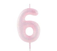 6th Birthday Candle Pink Glitter Number 6 Candles Luminous Cake Topper Decorations Happy Birthday Candle for Girls Boy Women Anniversary Celebrations Party Supplies