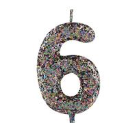 6th Birthday Candle Pretty Multicolour Glitter Number 6 Candles Cake Topper Decorations Happy Birthday Candle for Girls Boy Women Anniversary Celebrations Party Supplies