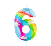 6th Birthday Candle Rainbow Cloud 3D Designed Number 6 Candles Cake Topper Decorations Happy Birthday Candle for Girls Boy Women Anniversary Celebrations Party Supplies