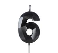 6th Birthday Candles for Cake,Black Number 6 Candle Decorations Birthday Party,3D Design Birthday Candle for Girls Boys 6th Birthday Theme Anniversary Supplie Decorations
