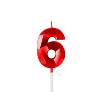 6th Birthday Candles for Cake,Red Number 6 Candle Decorations Birthday Party,3D Design Birthday Candle for Girls Boys 6th Birthday Theme Anniversary Supplie Decorations