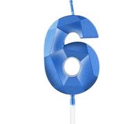 6th Birthday Candles for Cake,Royal Blue Number 6 Candle Decorations Birthday Party,3D Design Birthday Candle for Girls Boys 6th Birthday Theme Anniversary Supplie Decorations