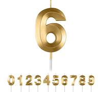 6th Birthday Candles Numbers 6 Birthday Gold Candles for Cake, 3D Diamond Shape Cake Candles Decorations for Birthday Party Wedding Anniversary Celebration Supplies