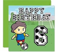 6th Birthday Card Boy - Football Fan - Happy Birthday Card 6 Year Old Boy, Boys Cards for Him, 145mm Greeting for Son, Brother, Grandson, Nephew, Cousin