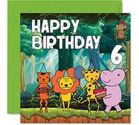 6th Birthday Card Boy - Jungle Birthday Card - Happy 6 Year Old Boy, Boys Cards for Him, 145mm Greeting for Son Nephew Grandson Kid Children