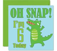 6th Birthday Card Boy - Oh Snap Crocodile - Happy Birthday Card 6 Year Old Boy, Boys Cards for Him, 145mm Greeting for Son, Brother, Grandson, Nephew, Cousin, God Son