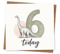 6th Birthday Card, Cute Dinosaur Design