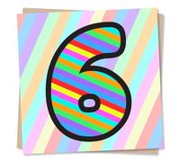 6th Birthday Card For Boy/For Girl - Colourful Striped 6 - Sixth Birthday Card in Multicolour, Pink & Blue Design - For Boys or Girls
