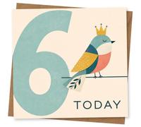 6th Birthday Card for Child, Cute Space and Planet Design