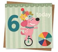 6th Birthday Card for Girl, Cute Flowers Dog Design