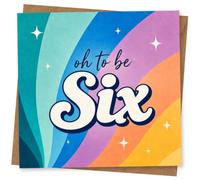 6th Birthday Card for Girl, Retro Rainbow Stripes, Oh to Be Six | Bright retro rainbow stripes and bold “oh to be Six” lettering make a fun milestone for a 6th birthday Girl.