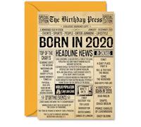 6th Birthday Card for Boys Girls - Bday Press Newspaper 2020 - Happy 6 Birthday Cards for Niece Grandson Granddaughter Daughter Cousin Son, A5 Bday Greeting Cards