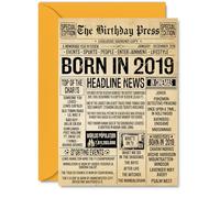 6th Birthday Card for Girls Boys - Bday Press Newspaper 2019 - Happy 6 Birthday Cards for Grandson Granddaughter Daughter Cousin Son Sister, A5 Bday Greeting Cards