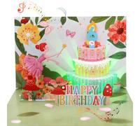 6th Birthday Card for Girls, Musical Birthday Cards for 6 Years Old Granddaughter Daughter Niece Baby Kids Girl, 3D Pop-up Fairy Birthday Card with Music & Light for 6 Year-old Girls