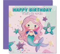 6th Birthday Card Girl - Beautiful Little Mermaid - Happy Birthday Card for 6 Year Old Girl, Age 6 Girls Cards, 145mm Bday Greeting