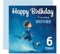 6th Birthday Cards for Boys - Football Boy - Happy Birthday Card for 3 Year Old Boy Brother Sibling, 145mm Bday Greeting Cards