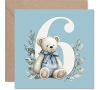 6th Birthday Cards for Boys - Number Bears - Happy Birthday Card for 6 Year Old Boy Grandson Godson Step Son Son, 145mm Bday Greeting Cards