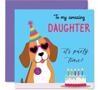 6th Birthday Cards for Girls - Doggy Party - Happy Birthday Card for 6 Year Old Girl Great Niece Granddaughter Niece Daughter, 145mm Bday Greeting Cards