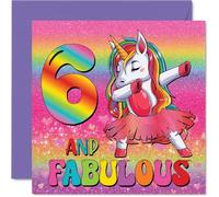 6th Birthday Cards for Girls - Fabulous Unicorn - Happy Birthday Card for 6 Year Old Girl Great Niece Granddaughter Niece Daughter, 145mm Bday Greeting Cards
