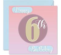 6th Birthday Cards for Girls - Sewing Stitch - Happy Birthday Card for 6 Year Old Girl Granddaughter Niece Daughter Cousin, 145mm Bday Greeting Cards
