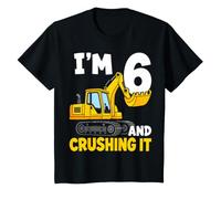 6th Birthday Construction Excavator Crushing It Boys Girls T-Shirt