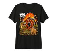 6th Birthday Dinosaur Erupting Volcano 6 Six Birthday Boys Premium T-Shirt