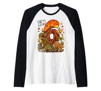6th Birthday Dinosaur Erupting Volcano 6 Six Birthday Boys Raglan Baseball Tee