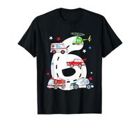 6th Birthday Emergency Vehicles 6 Year Old Birthday Kids T-Shirt