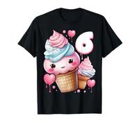 6th Birthday Girl 6 Years, Ice Cream, Number 6 T-Shirt