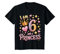 6th Birthday Girl I am 6 and a Princess 6 Years Princess T-Shirt
