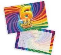 6th Birthday Party Invitations Kids - Now It's Party Time 20 Pack - Childrens Birthday Invitations for Boys/Girls A6 Bday Party Invites Invitation Cards with Folding Envelopes