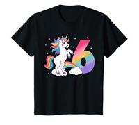 6th Birthday Rising Unicorn Rainbow Girls T-Shirt