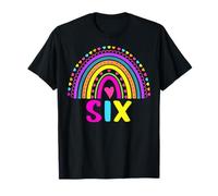 6th Birthday Shirt Girl 6 Year Old Girls Six Rainbow Kids T-Shirt