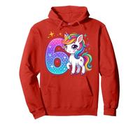 6th Birthday Unicorn For Girls, Six Cute 6 Years Old Pullover Hoodie