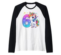 6th Birthday Unicorn for Girls, Six Cute 6 Years Old Raglan Baseball Tee