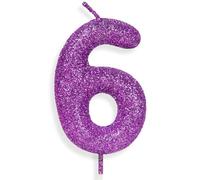 6th Glitter Birthday Candles, Purple Pink Birthday Number Candle for Cake Topper Decorations for Girls Birthday Party Wedding Anniversary Celebration Supplies